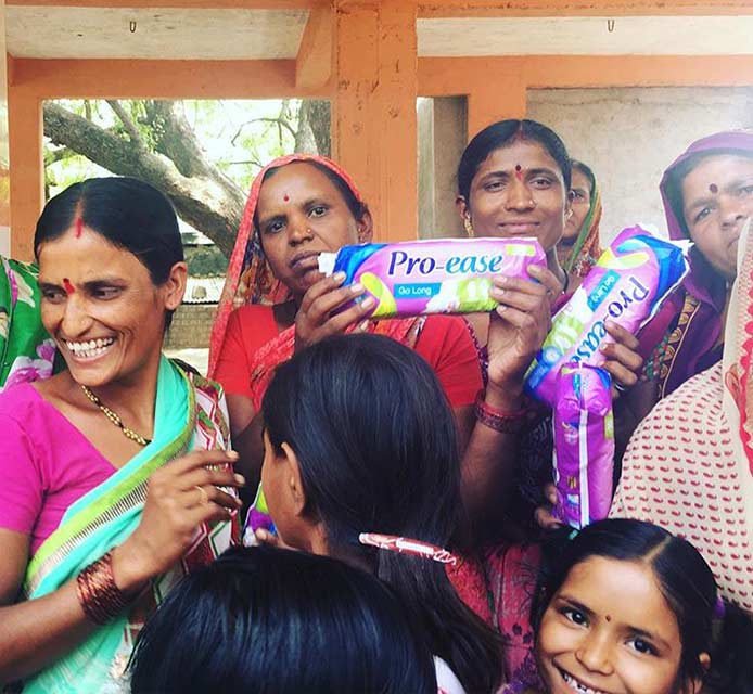 Rajshri has been trying to educate the village women about sanitation and has been distributing sanitary pads in the village.
